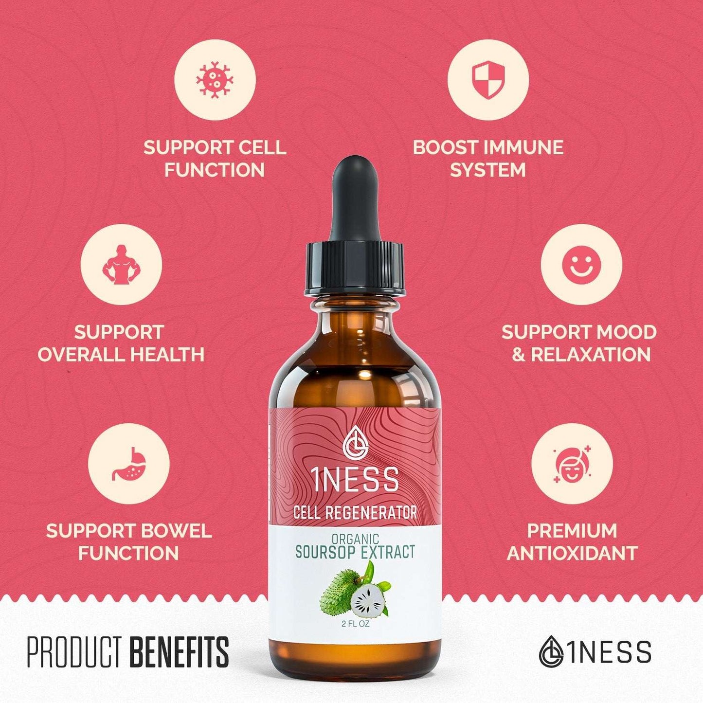 Soursop Extract for Cell Regeneration in 2oz Glass Bottle – Organic Herbal Drop