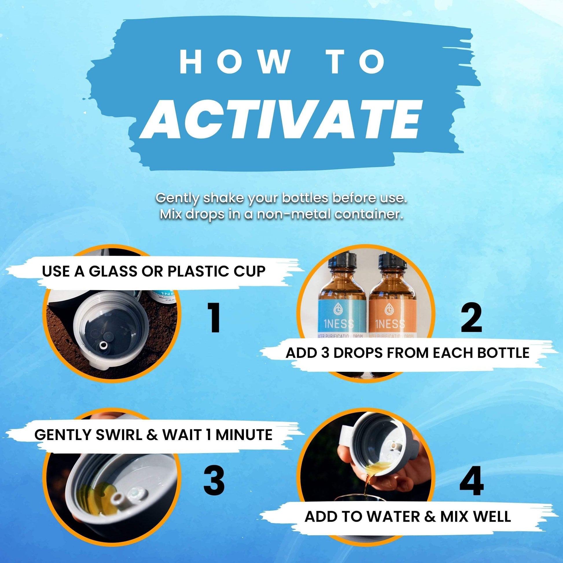 Chlorine Dioxide Water Purification Kit with 50% Citric Acid Activator treats water for drinking.