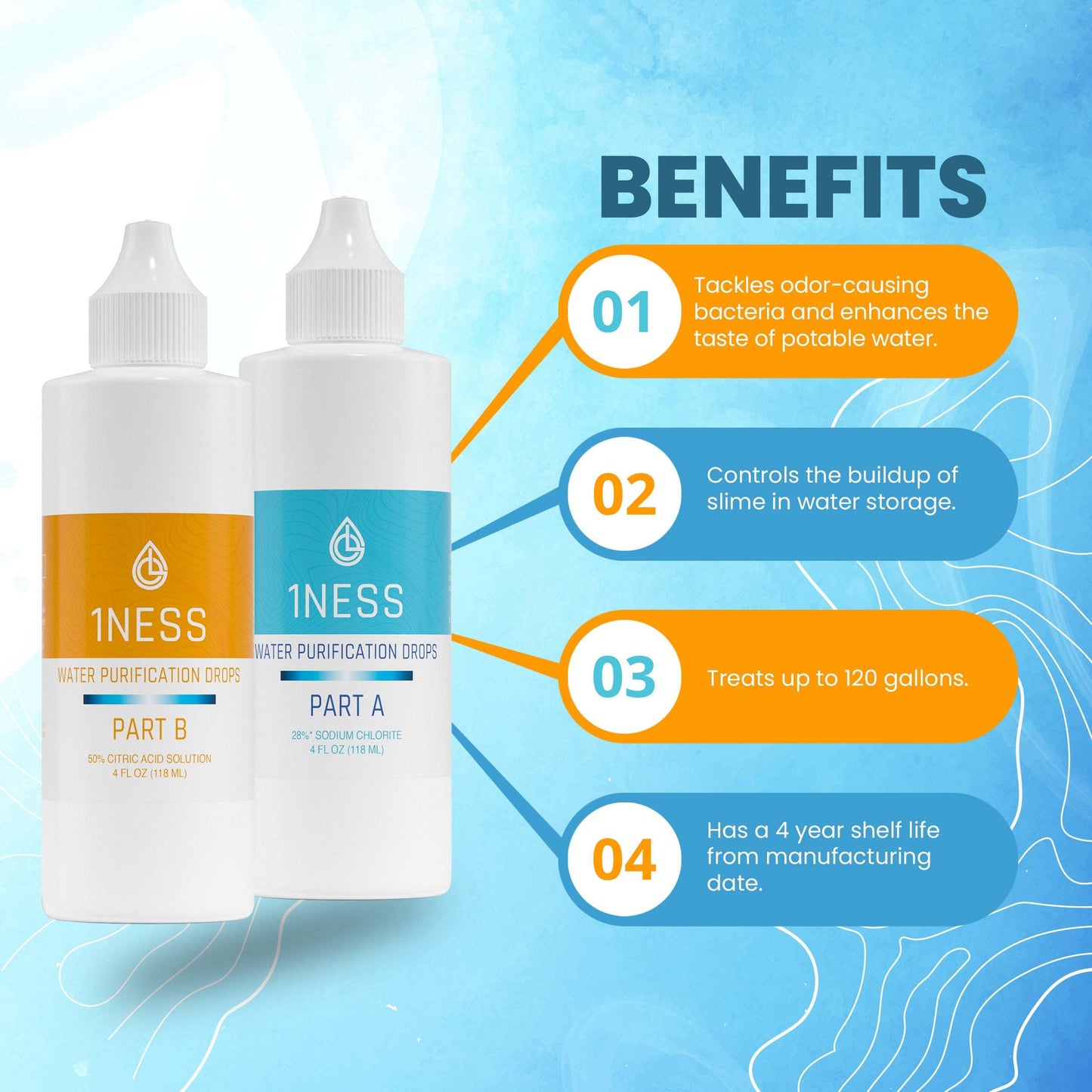 Chlorine Dioxide Water Purification Kit 4oz for purifying water at home