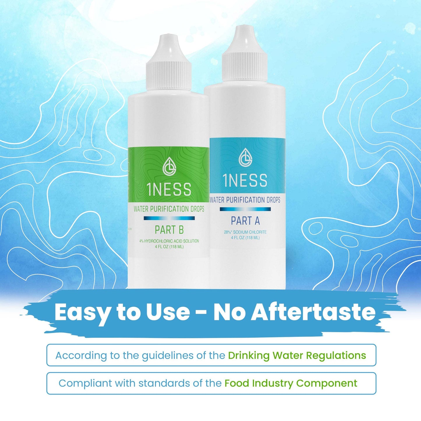 Chlorine Dioxide Water Purification Kit 4oz safe for hiking and survival prep