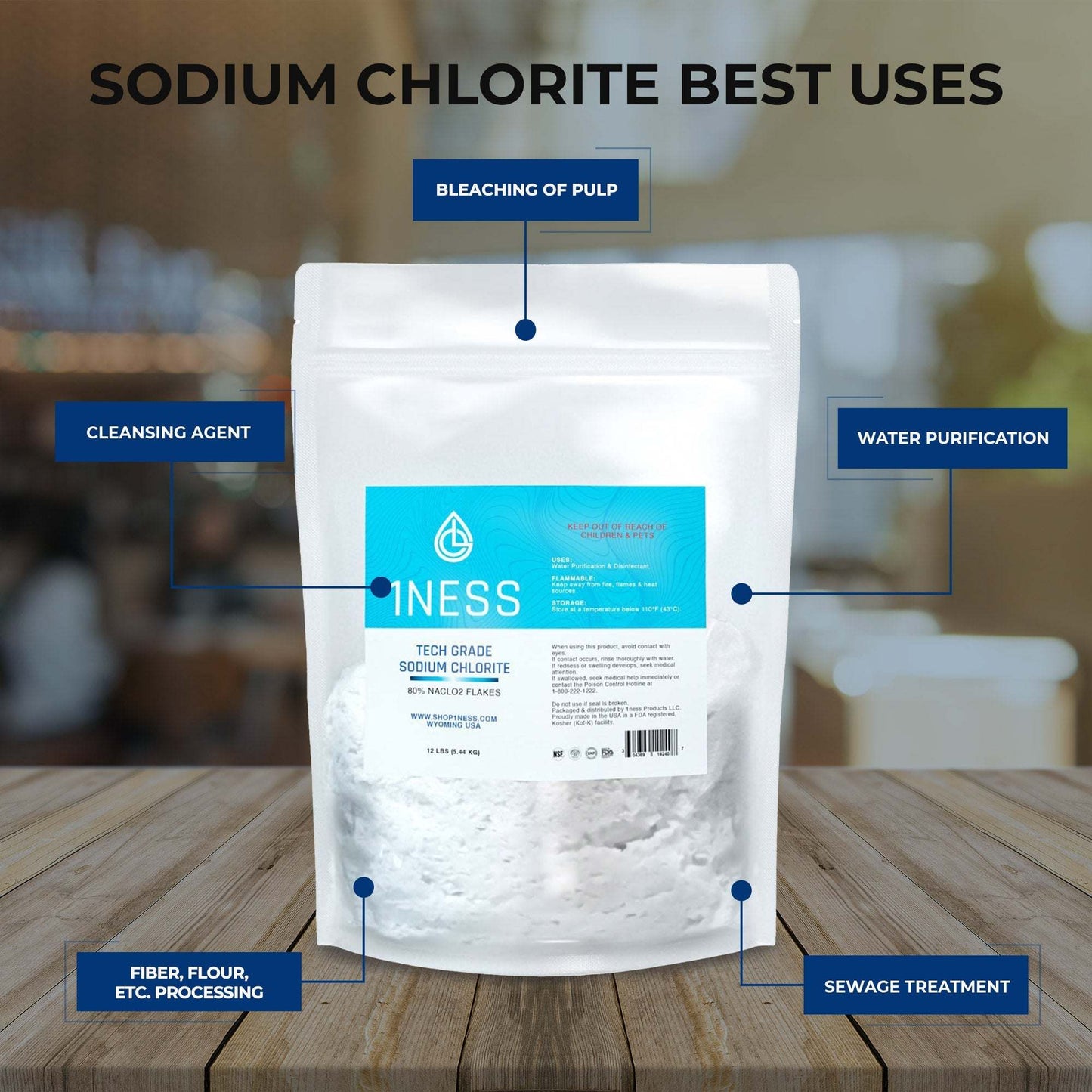 Sodium Chlorite Tech Grade Flakes (12 pounds)