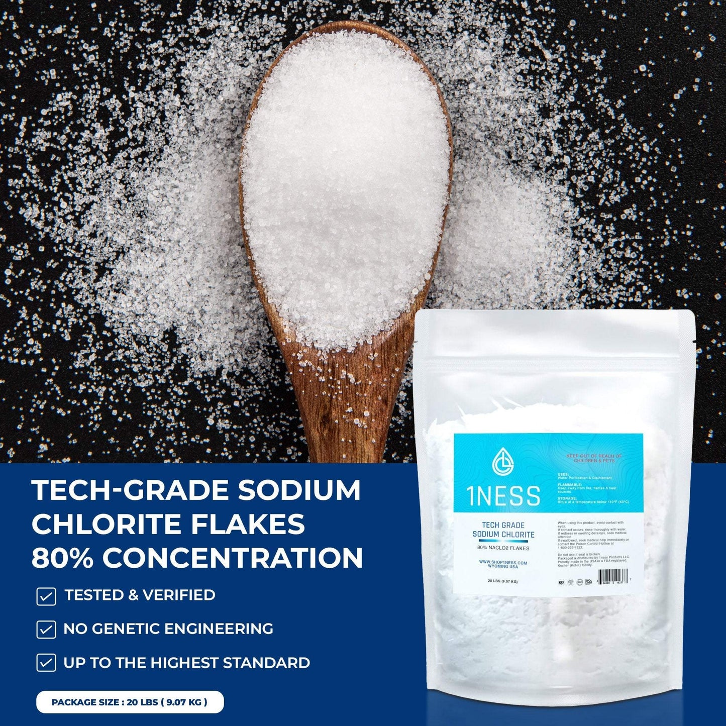 Sodium Chlorite Tech Grade Flakes for air duct sanitization and lab-grade use