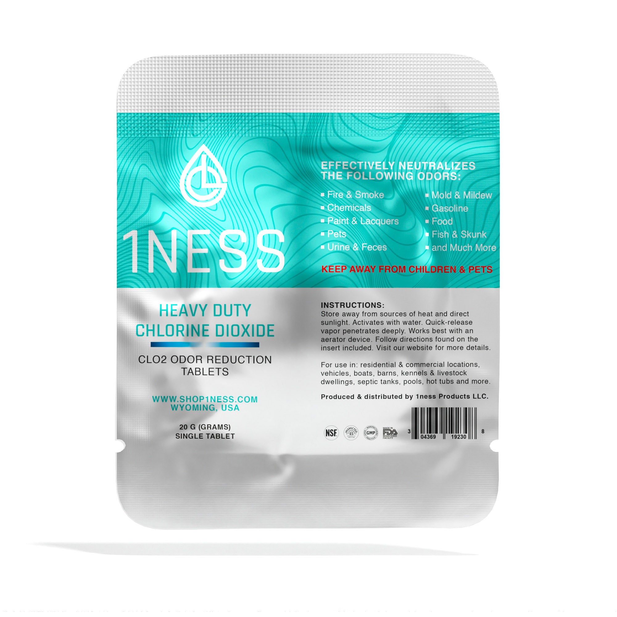 Heavy Duty Chlorine Dioxide Odor Removal Tablets (20 gram) 1ness Products