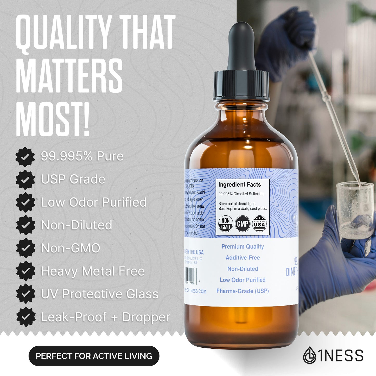 1NESS® Joint & Muscle Comfort Duo — DMSO + Organic Castor Oil Kit.