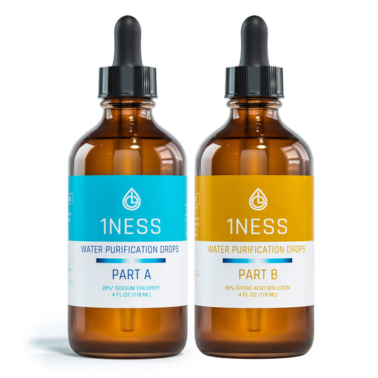 Water Treatment Kit 4oz – 1NESS Chlorine Dioxide Drops W/ 50% Citric Acid