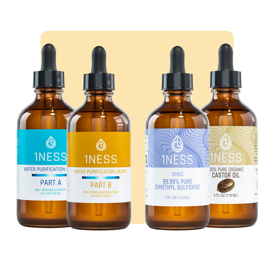 1NESS® Detox Bath & Spa Kit — Chlorine Dioxide Citric + DMSO + Organic Castor Oil Bundle