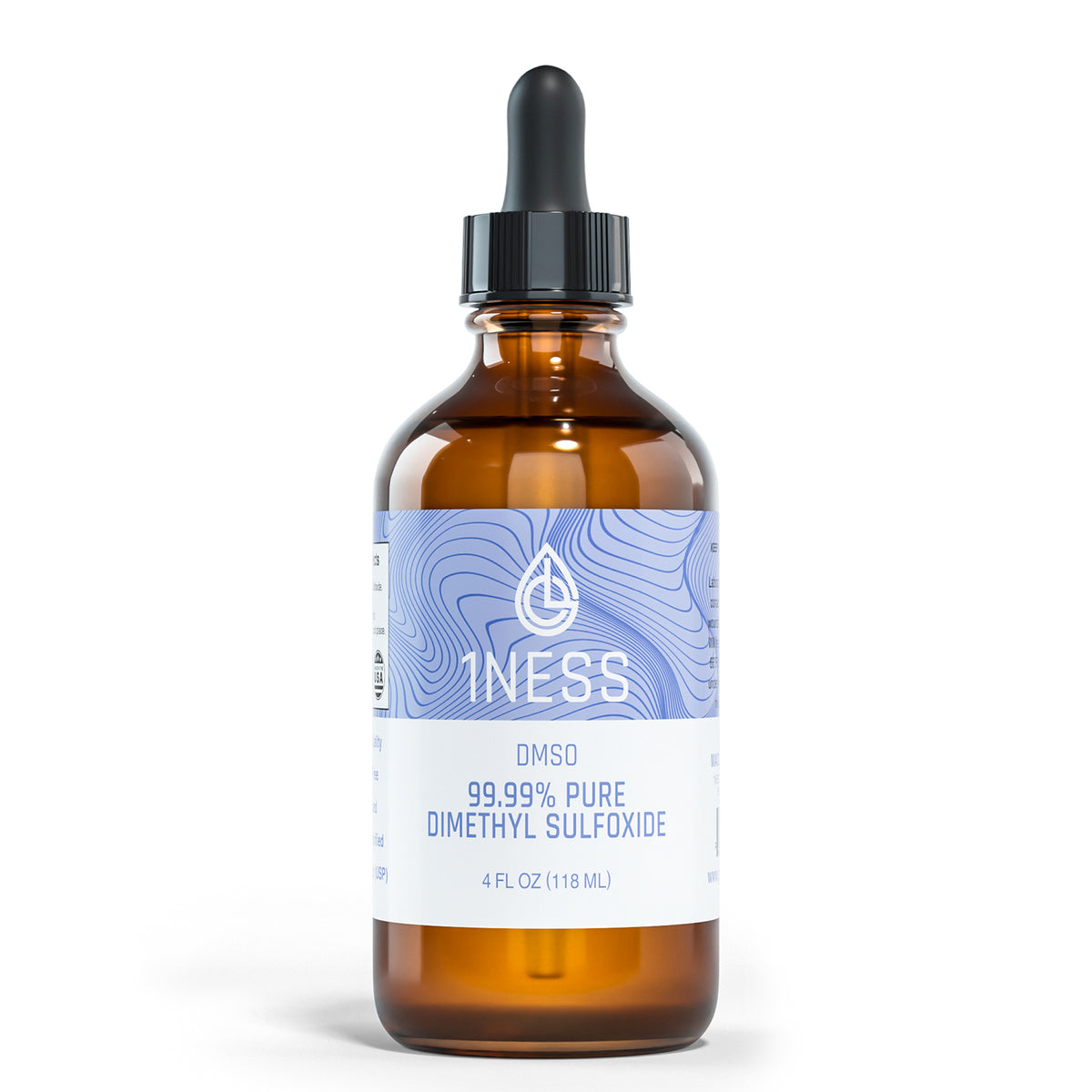 1NESS® Topical Pain Relief – 99.995% USP Grade DMSO – 4oz Glass Bottle