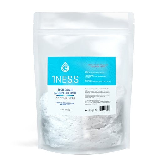 1NESS® Sodium Chlorite Tech Grade Flakes – 80% Concentration (12 lb Bag)