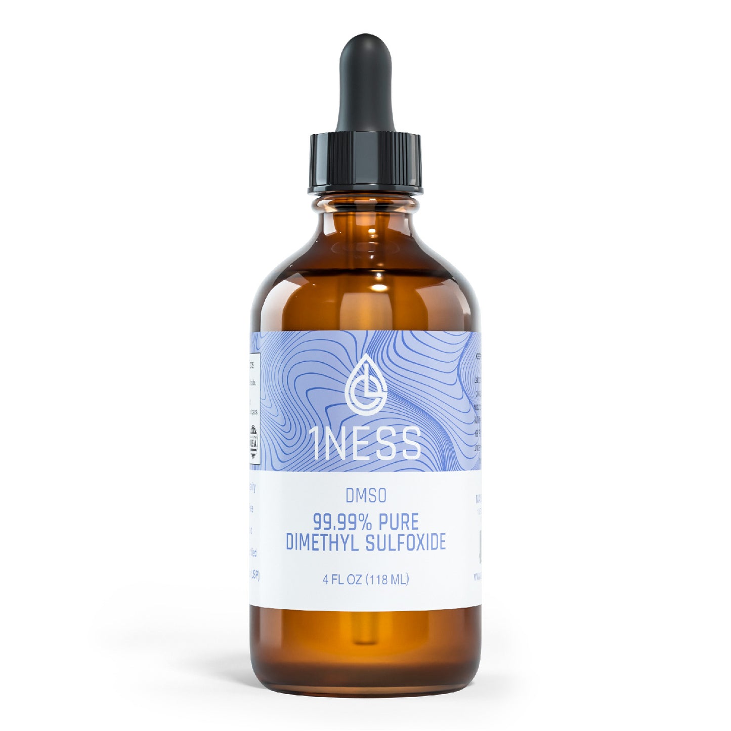 1NESS® Topical Pain Relief – 99.995% USP Grade DMSO – 4oz Glass Bottle