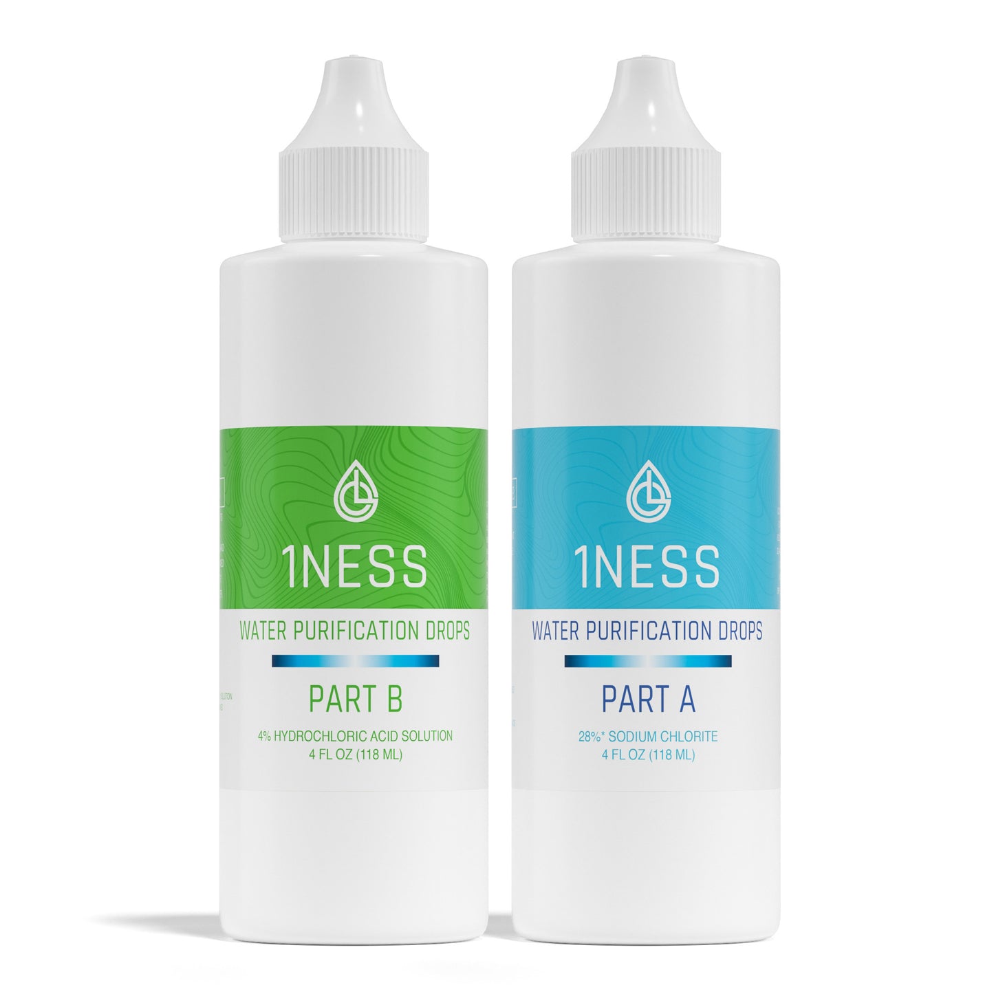 Chlorine Dioxide Water Purification Kit 4oz (Plastic Bottles W/ 4% Hydrochloric Acid Activator)